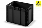 Антистатический пластиковый ящик 600х400х420 (ЕС-6442) э/п черный с усиленным дном