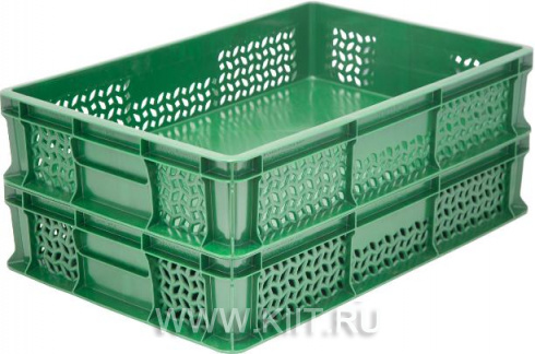 Пластиковый ящик 600х400х120 мм сплошное дно без ручек зеленый морозостойкий