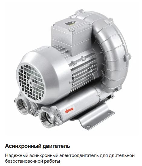 Пылесос оснащен однофазным асинхронным электродвигателем, который предназначен для длительной безостановочной работы. В отличие от коллекторных двигателей, асинхронный двигатель более надежен и имеет больший ресурс при интенсивной эксплуатации.