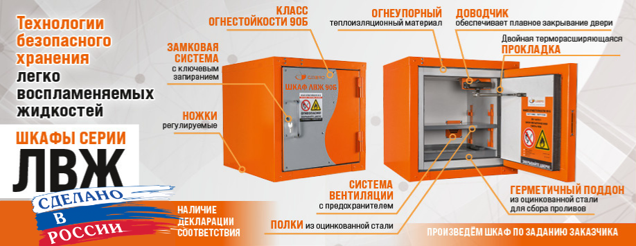 Шкафы для хранения ЛВЖ российского производителя СФЕРА