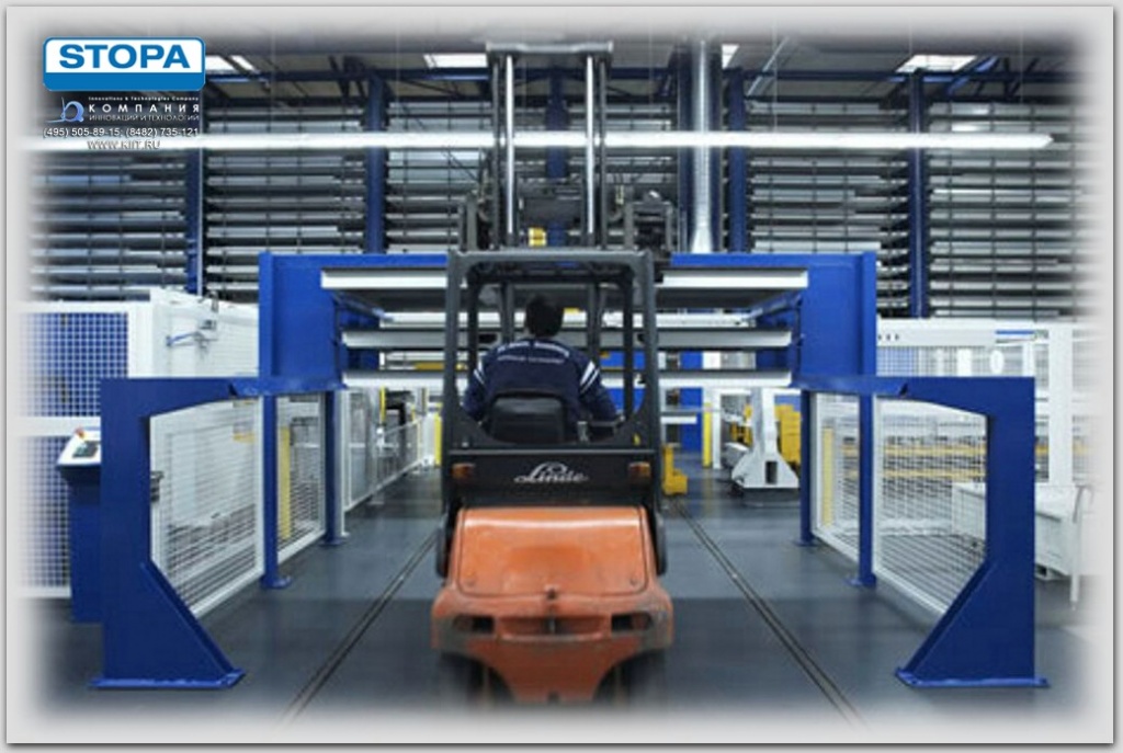 На фото автоматизированная складская система для хранения листового и длинномерного металлопроката