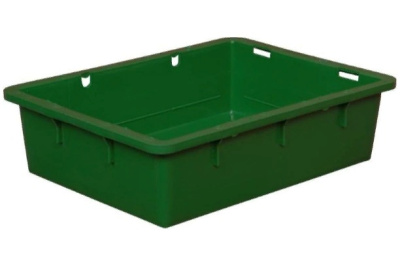 Ящик п/э сырково-творожный 532х400х141 зеленый без крышки. Изображение №1