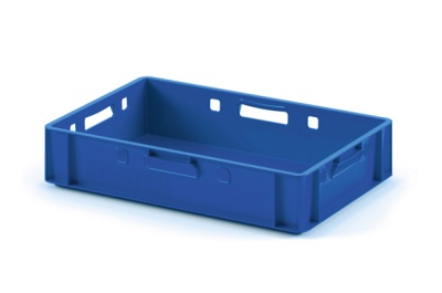 Пластиковый ящик для мяса Iplast E1 12.421 600х400х120 синий. Изображение №1