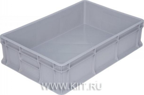 Пластиковый ящик 600х400х120 мм сплошной без ручек серый морозостойкий