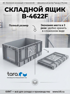 Ящик 600х400х230 мм сплошной складной (B-4622F, 45 л, 2,63 кг). Изображение №3