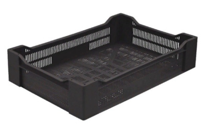 Ящик п/э ягодный 600х400х135 черный. Изображение №1