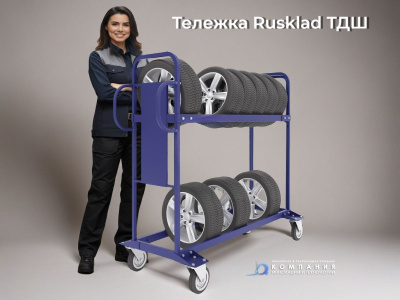 Мобильный стеллаж (тележка) для хранения автомобильных колес ТДШ без колес 1415х676х1553. Изображение №3