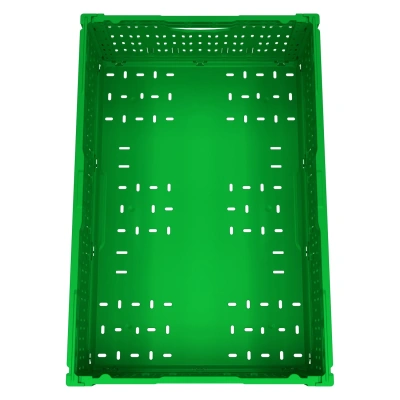 Ящик складной  FC-6418 600х400х180 мм iPlast салатовый перфорированный. Изображение №3