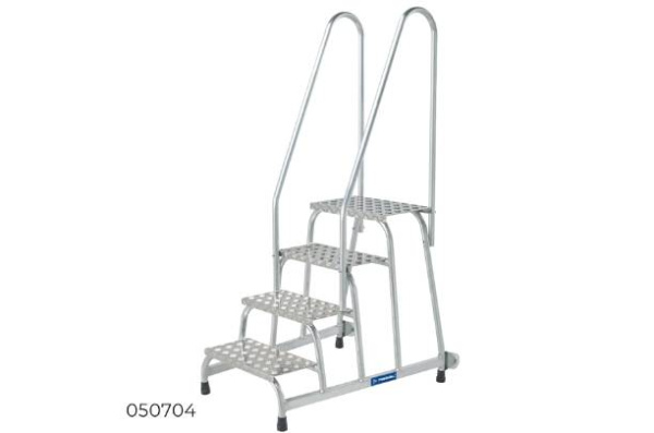 Фото передвижная подставка с 2 поручнями и 4 ступенями megal (тип 1) на сайте www.kiit.ru в интернет-каталоге КИИТ ☎ +7(800) 707-07-45