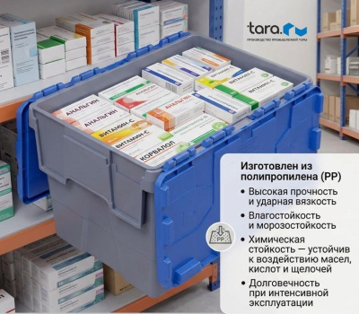 Ящик полимерный ЭВО 400x300x270 сплошной, арт. ЭВО 4327. Изображение №1
