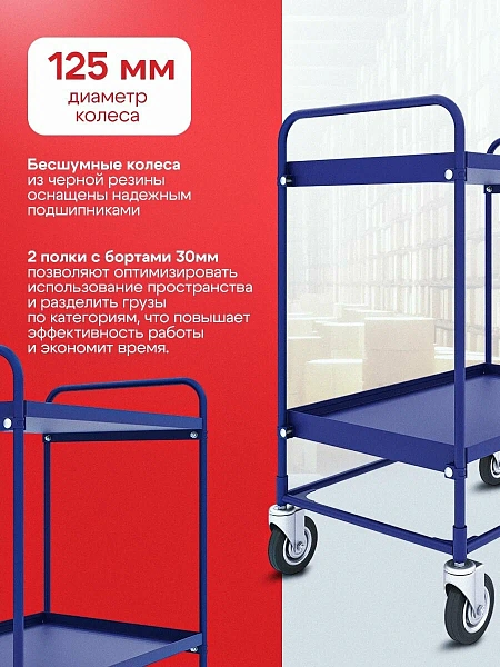 Фото тележка сервисная двухъярусная rusklad ст 1 500х800 на сайте www.kiit.ru в интернет-каталоге КИИТ ☎ +7(800) 707-07-45 Изображение №2