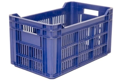 Ящик п/э с перфорацией 500х300х264 синий. Изображение №1