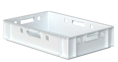 Пластиковый ящик для мяса Iplast E1 12.421 600х400х120 белый. Изображение №1