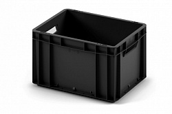 Пластиковый ящик EC-4322 12.310 400х300х220 мм черный с гладким дном