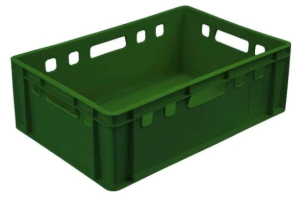 Фото ящик п/э 600х400х200 сплошной е2 зеленый на сайте www.kiit.ru в интернет-каталоге КИИТ ☎ +7(800) 707-07-45