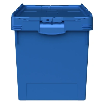 Вкладываемый контейнер INSTORE KV-6442.1 600x400x420 мм iPlast (голубой, со сплошным дном и распашной крышкой). Изображение №3