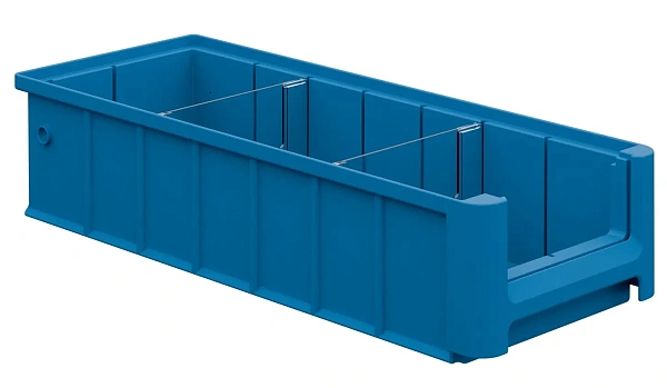 Полочный контейнер SK-41509 400х155х90 мм iPlast голубой с 2 поперечными перегородками