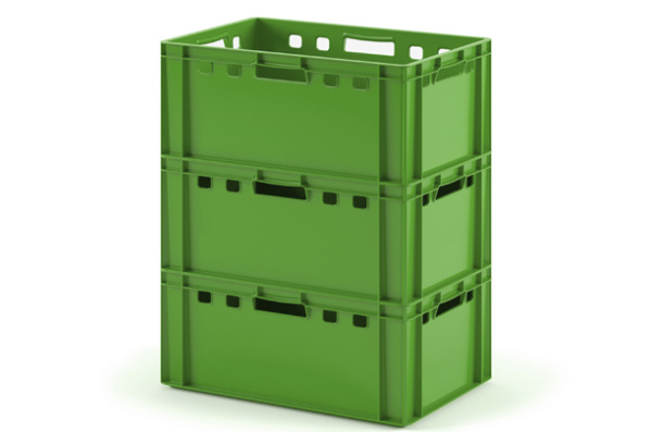 Фото пластиковый ящик для мяса iplast e3 12.423 600х400х300 зеленый на сайте www.kiit.ru в интернет-каталоге КИИТ ☎ +7(800) 707-07-45