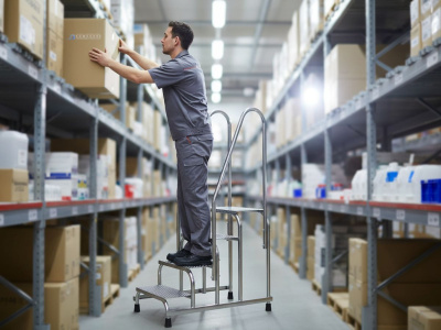  Монтажная подставка MEGAL (тип 1) 4 ступени с двумя поручнями 050404 (2,8 м, 4 ступени, 150 кг). Изображение №3