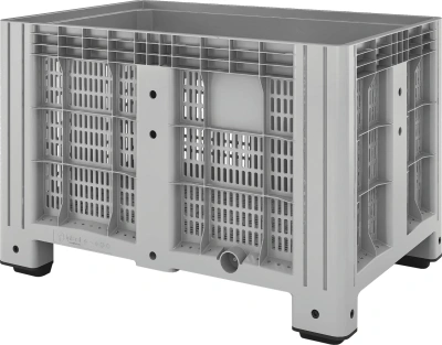 Контейнер SDBOX 1208 P 1200х800х800 мм перфорированный серый на ножках. Изображение №1