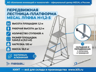 Лестница-платформа фиксированной высоты MEGAL ЛПФВА Н=1,2-5 (040802). Изображение №6