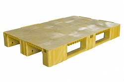 Пластиковый поддон на 3-х полозьях TR 1208-1 1200х800х150 мм сплошной, желтый