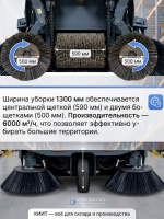 Подметальная машина Метлана S1300 с производительностью 6000 м²/ч для уборки крупного мусора