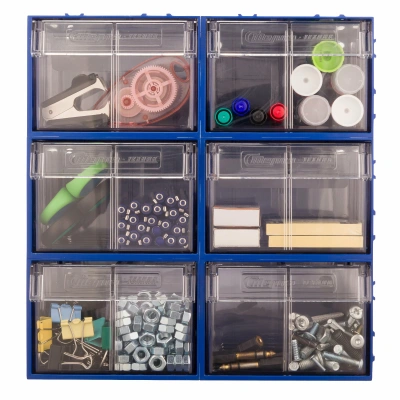 Модульная система хранения из коробов С-2-К6-синий-прозрачный (комплект 6 шт.). Изображение №8