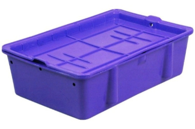 Ящик п/э сырково-творожный 502х332х150 синий с крышкой. Изображение №1