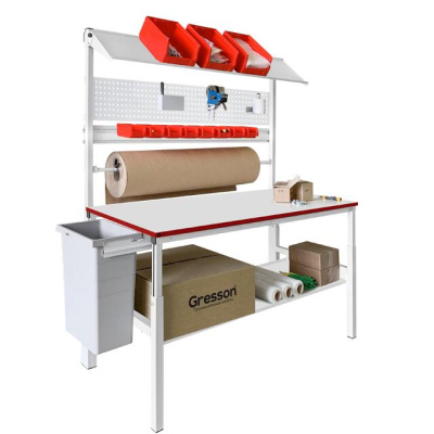  Упаковочный стол GRESSON КСУ-1200 (1200x700 мм, регулировка высоты, с верхней наклонной полкой). Изображение №6
