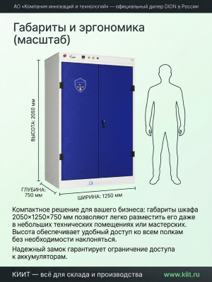 Огнестойкий шкаф для хранения литий-ионных АКБ DION Li-Safe 1200 N (90Б, 756 л, 18 розеток). Изображение №6