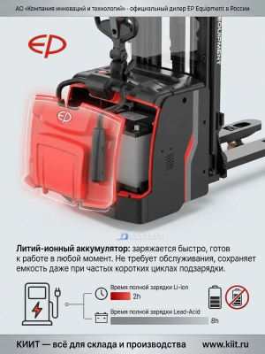 Электрический штабелер EP RSL161 3,0 м (серия RSL, 1600 кг, Li-ion). Изображение №10
