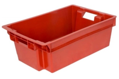 Ящик п/э мясной сплошной 600х400х200 красный, вес 1,6 кг. Изображение №1