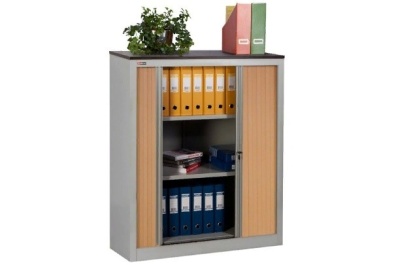 Шкаф офисный ДиКом КД-142 (2 полки) с дверьми-жалюзи. Изображение №1