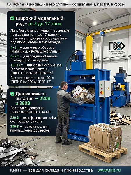 PZO — пресс для отходов и вторсырья | Российское производство, импортная гидравлика, 220В и 380В