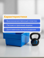 Пластиковые ящики синего цвета объемом 7 литров каждый — легкие и прочные