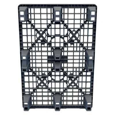 Пластиковый поддон на ножках iPlast 1200x800x140 мм перфорированный серый с бортиком. Изображение №3