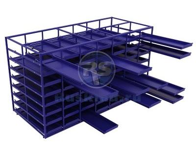 Стеллажная система с выдвижными полками ячейками 56 шт. . Изображение №1