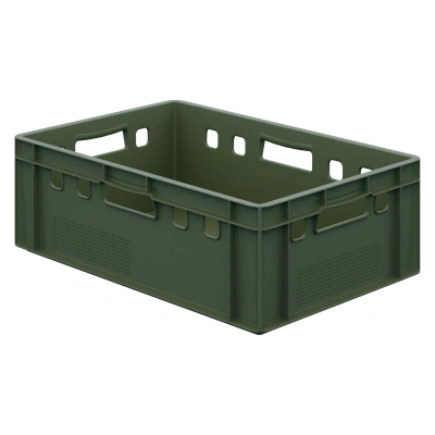 Пластиковый ящик для мяса Iplast E2 12.422.R 600х400х200 зеленый. Изображение №5