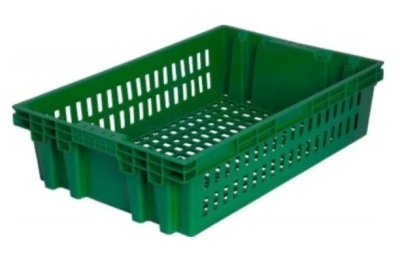 Ящик п/э хлебный 600х400х152,5 зеленый вес 1,2 кг.. Изображение №1