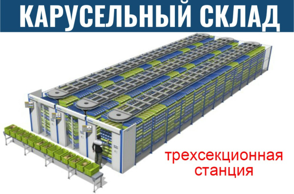 Фото горизонтальные автоматизированные карусельные стеллажи в три ряда на сайте www.kiit.ru в интернет-каталоге КИИТ ☎ +7(800) 707-07-45