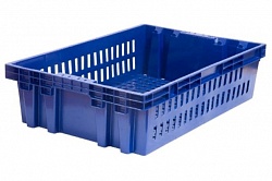 Ящик п/э хлебный 600х400х152,5 синий вес 1,3 кг.