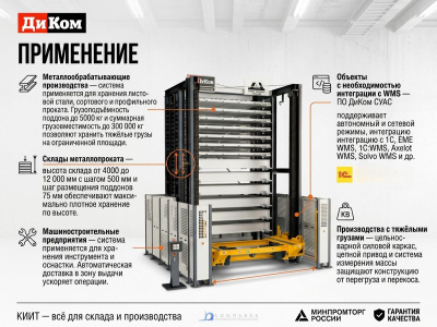 Автоматизированная система хранения ДиКом Лифт H TWIN/MONO (до 300 000 кг, 4000–12 000 мм). Изображение №9