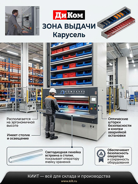 Автоматизированная система хранения ДиКом Карусель | Вертикальный элеваторный склад, до 7200 мм, 650 кг/кассета