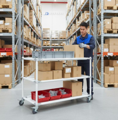 Передвижная металлическая тележка GRESSON ТМ-900-3 (900x500 мм, 3 полки, до 100 кг, термостойкость до 300°С). Изображение №2