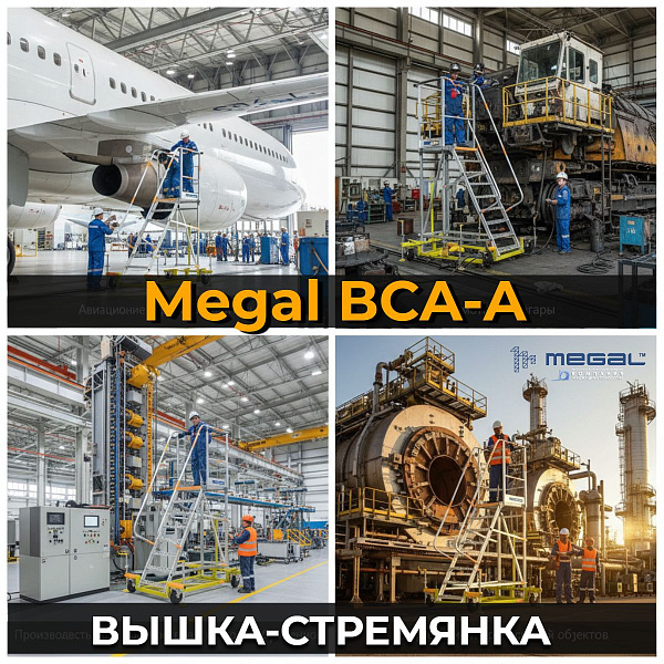 Максимальная высота 4,0 м и устойчивая платформа позволяют использовать вышку MEGAL ВСА-4,0А в качестве мобильного рабочего места там, где требуется безопасный доступ на увеличенную высоту