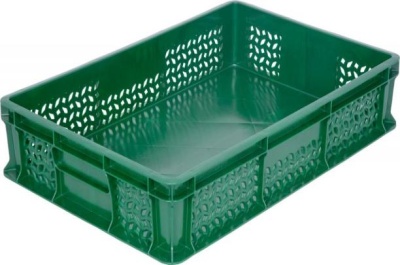 Пластиковый ящик 600х400х120 мм сплошное дно без ручек зеленый морозостойкий. Изображение №1