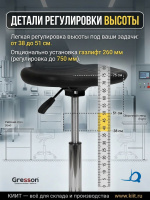 Купить лабораторный антистатический табурет GRESSON ТБЛ-2 ESD. Регулировка 380-510 мм, нагрузка 120 кг, ESD-колеса с маркировкой «молния». Для лабораторий и производств. Продажа, доставка в Москве и по всей России — КИИТ.