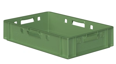 Пластиковый ящик для мяса Iplast E1 12.421 600х400х120 зеленый. Изображение №1