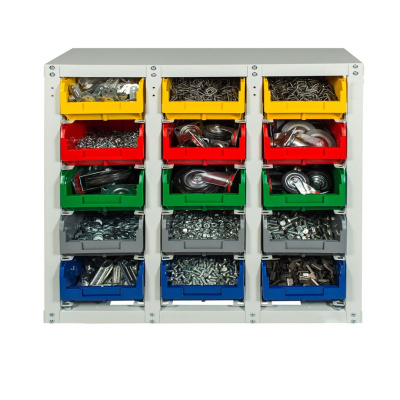 Метизный стеллаж 15 ячеек с ящиками Стелла-техник V3-15 стационарный. Изображение №1